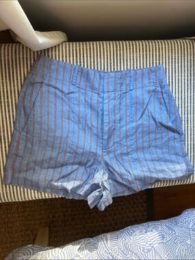 Madewell NWT Light Blue Pinstripe High-Rise Shorts